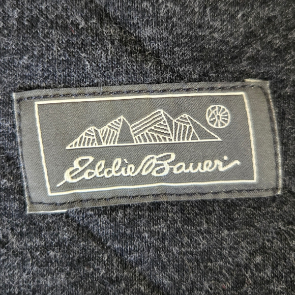 Eddie Bauer Dark Grey Quilted Mock Neck Pullover Sweater Jacket Size Medium - Picture 4 of 9